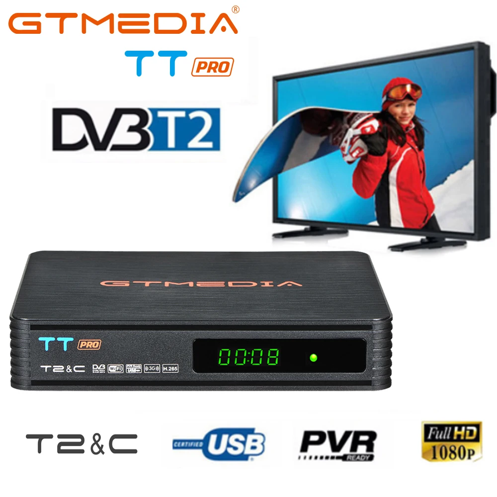 

GTMEDIA TT PRO Russia DVB T2/T Terrestrial TV Receiver Receptor Tuner Combo wifi DVB T2 H.265 DVB-C TV BOX Decoder Youtube Biss