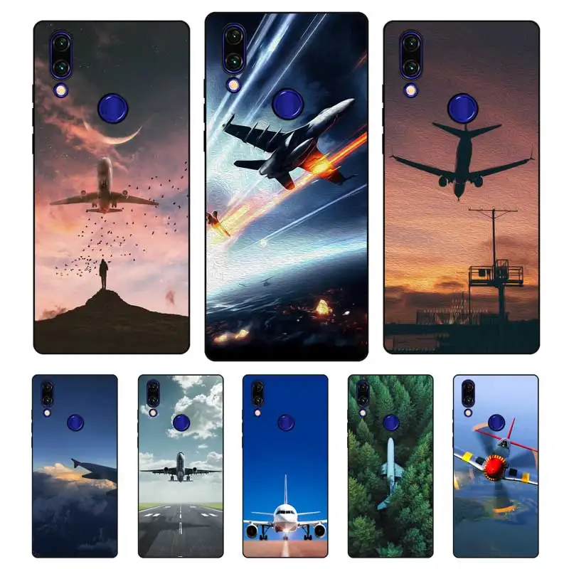 

N243 Airplane Fly Travel Black Silicone Case Cover For Xiaomi Redmi Note 3 4 4X 5 5A 6 7 Pro Global