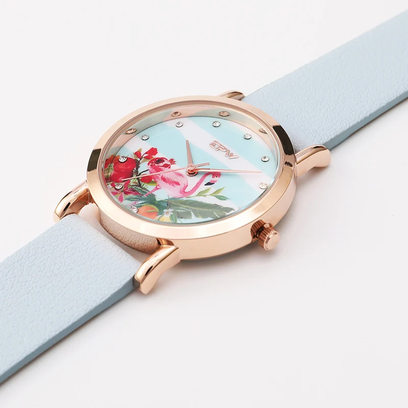 tropical pattern watch flamingo bird on dial candy strap watch let's pink lovely watch for girls rosegold sky blue strap tropical pattern watch flamingo bird on dial candy strap watch let's pink lovely watch for girls rosegold sky blue strap