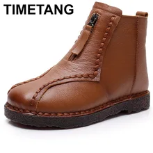 TIMETANG/ботильоны из натуральной кожи; зимняя теплая мягкая обувь на плоской подошве ручной работы; удобные повседневные Мокасины; женская обувь; зимние сапоги