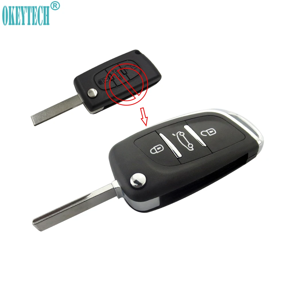 OkeyTech Новый Флип автомобильный чехол для ключей 3 кнопки Citroen C4 Hatch Coupe VTR C2 Berlingo Xsara