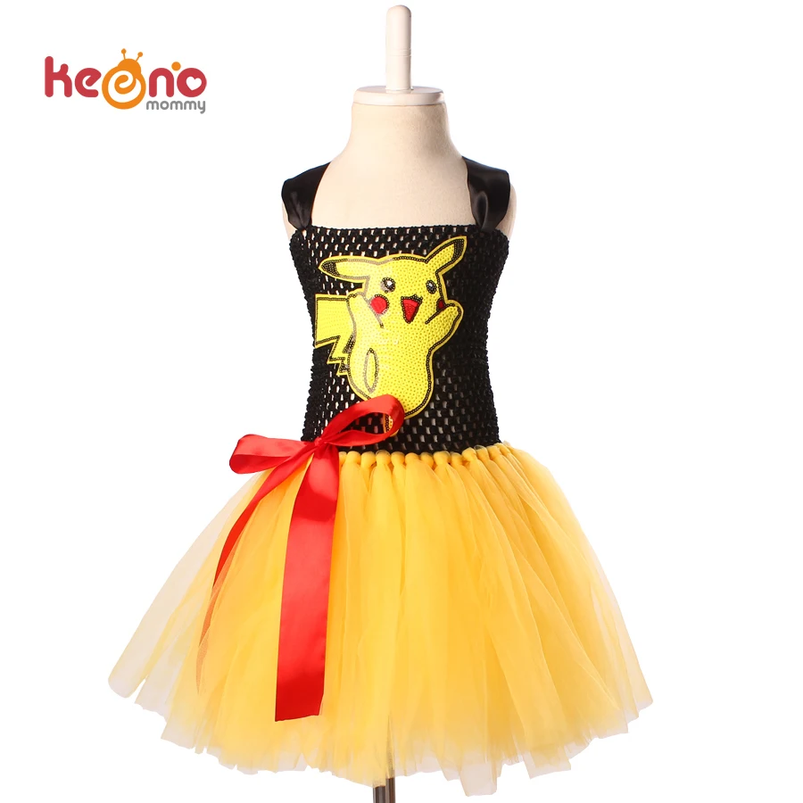 

Keenomommy Cartoon Girls Tutu Dress Pikachu Inspired Tutu Dress Birthday Party Halloween Costume Baby Photo Props TS118