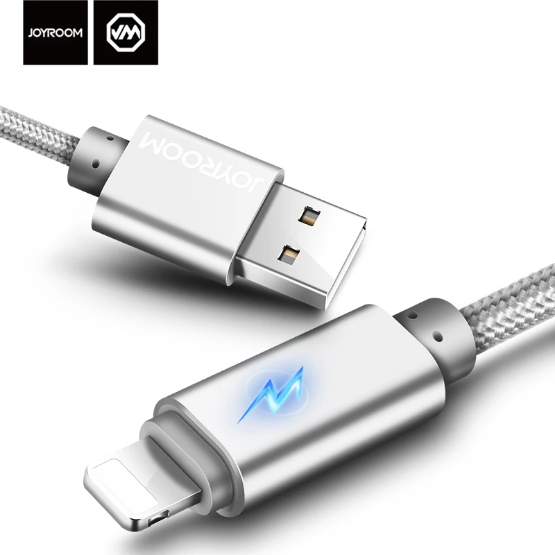 1 м 2 умный светодиодный металлический Плетеный USB кабель для зарядки данных iPhone X