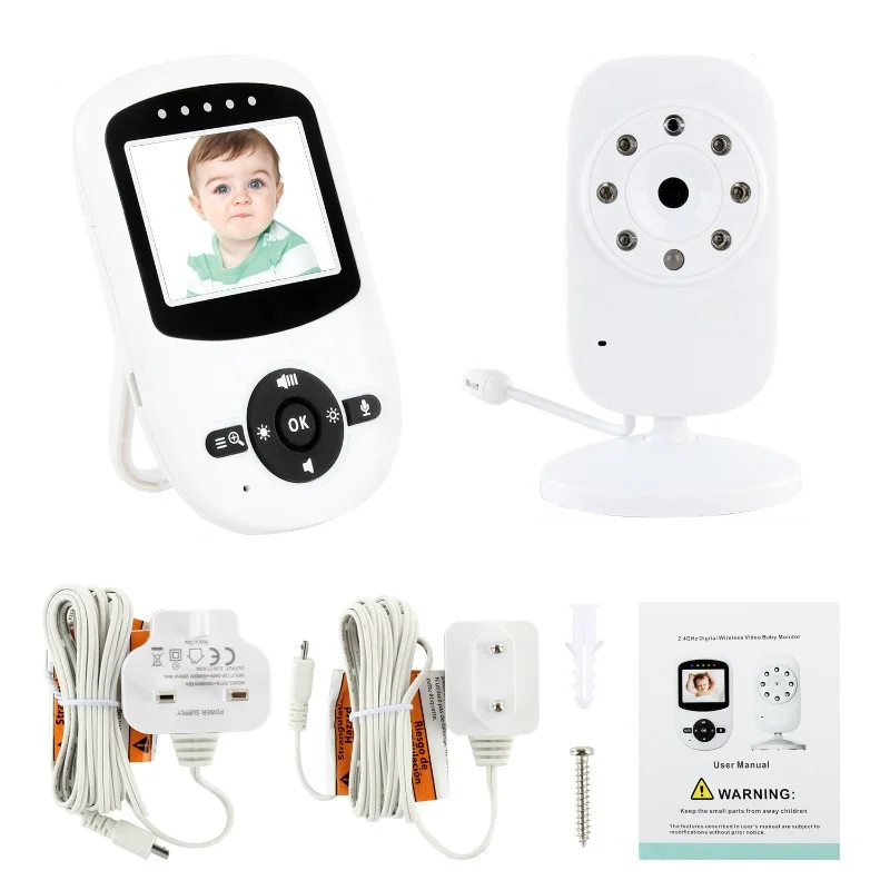 Babykam видео радионяня радио няня 2,4 дюймов ИК ночного видения видеодомофон монитор температуры колыбельные 2X зум-монитор детский
