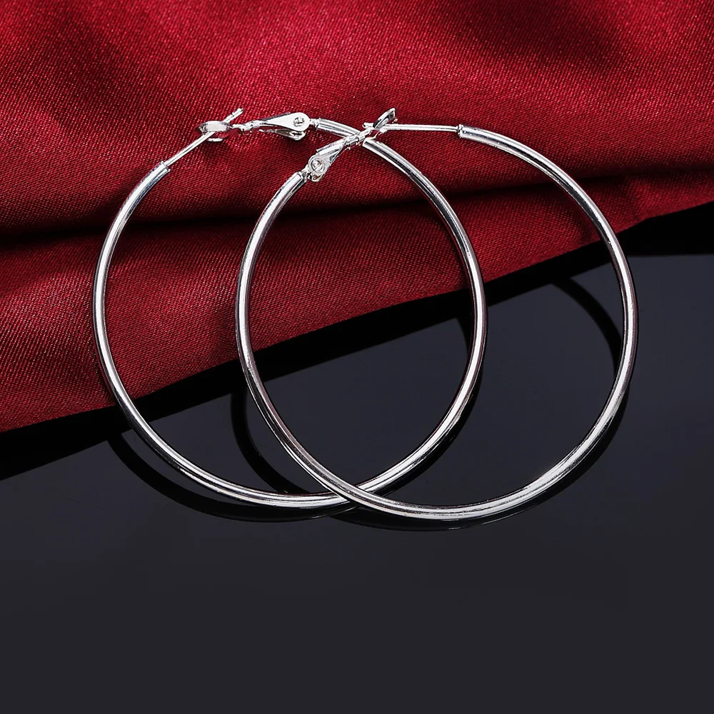 Мульти-размеры чистый 925 пробы Серебряный простой серьги-кольца Мода Aros ювелирные изделия Bijoux для женщин девочек праздничный лучший подарок