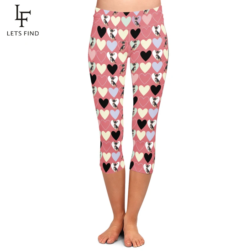 High Quality Women Capri Leggings 3D Love and Dog Milk Silk Print High Waist Elastic Mid-Calf 3/4 Fitness Legging High Quality Women Capri Leggings 3D Love and Dog Milk Silk Print High Waist Elastic Mid-Calf 3/4 Fitness Legging