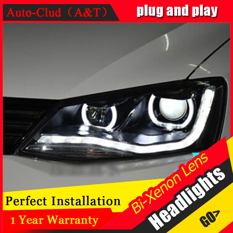 Auto Clud 2011 2014 For vw jetta headlights Double Angel Eyes LED light DRL car styling
