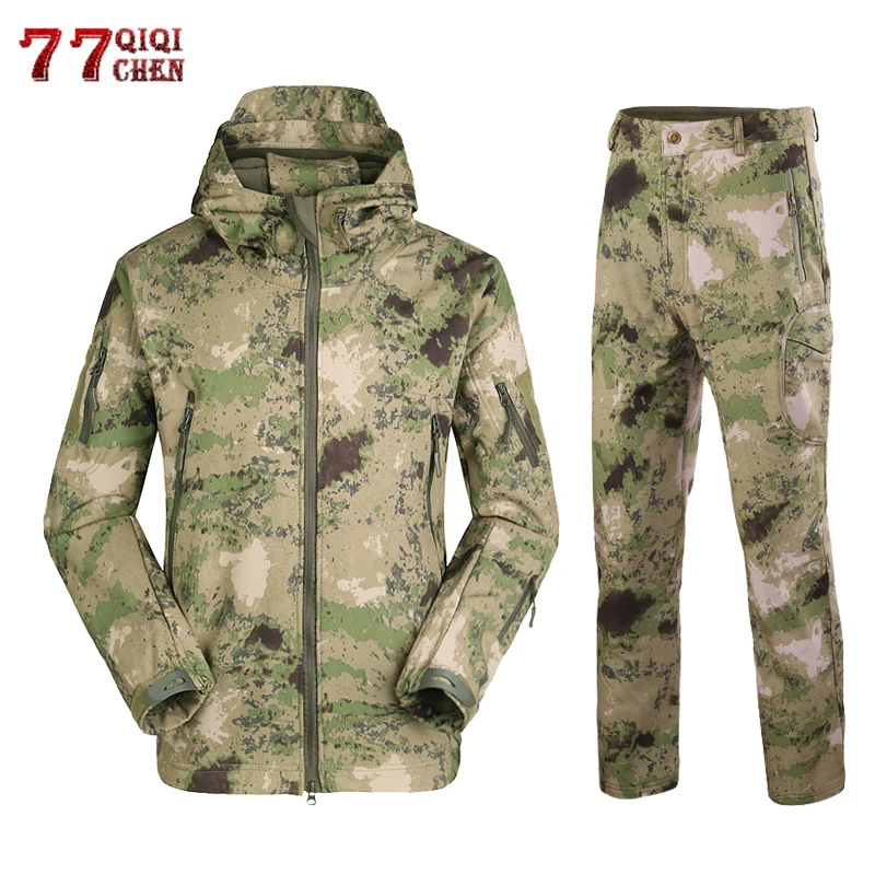

Military Camouflage Tactical Jackets Suits Winter Autumn Waterproof Fleece Coats Shark Skin Soft Shell Jacket Clothing Set Men