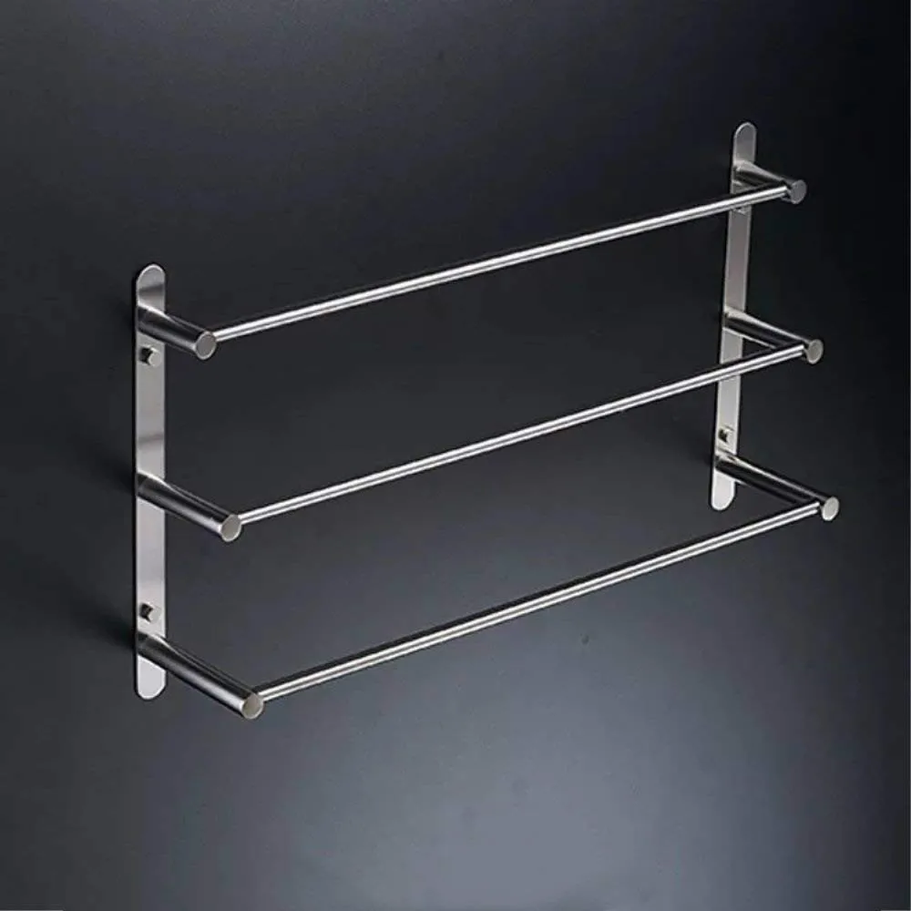 

3-layer square towel bar wall-mounted brushed nickel bathroom towel rack 304 stainless steel shelf frame 19.6" L