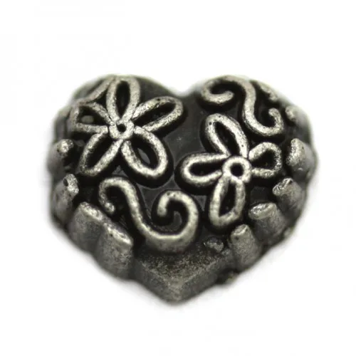 Floral Silver Love Heart