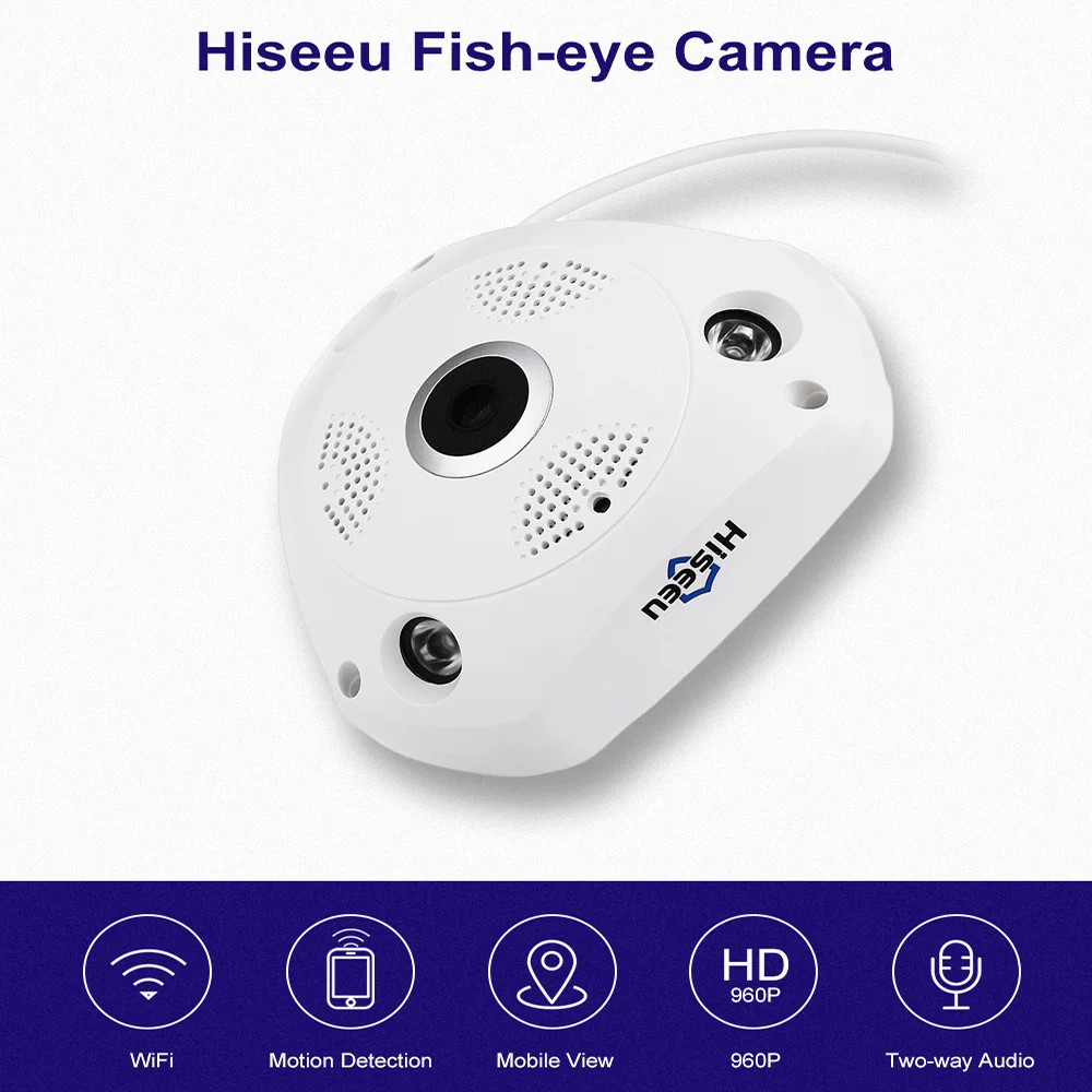 Hiseeu HSYP2 WiFi Fish Eye IP Camera 960P HD Night Vision Motion