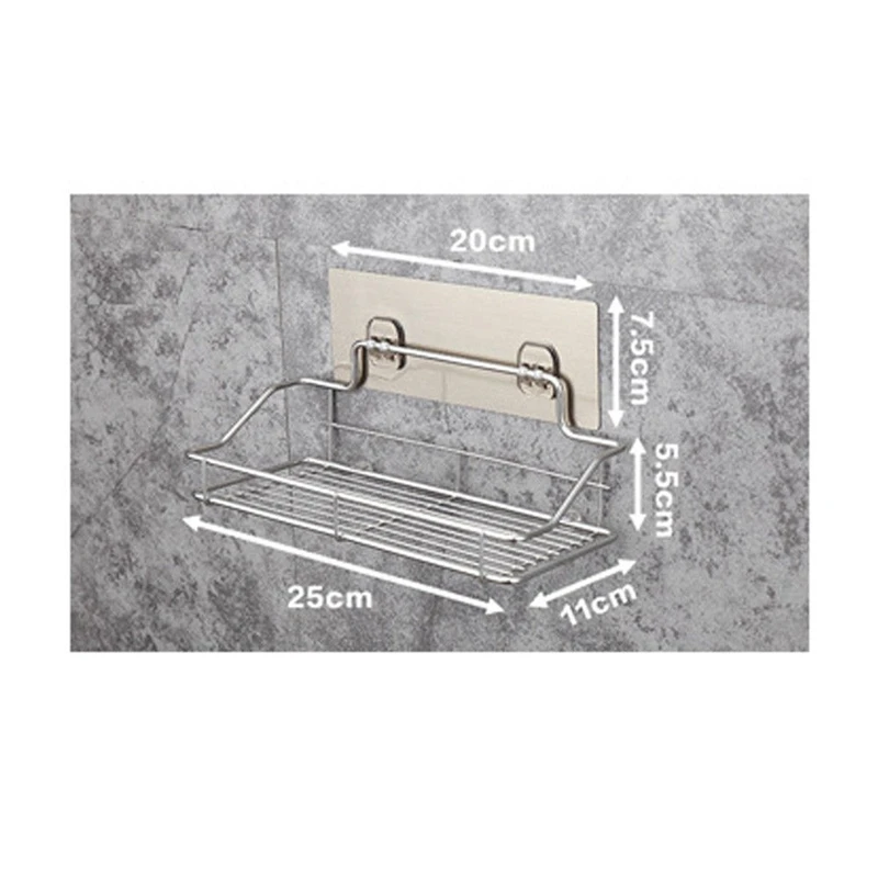 ГОРЯЧАЯ металлическая полка душ корзина ванная комната склад-хралилище подставленное к стене полка клей - Цвет: S