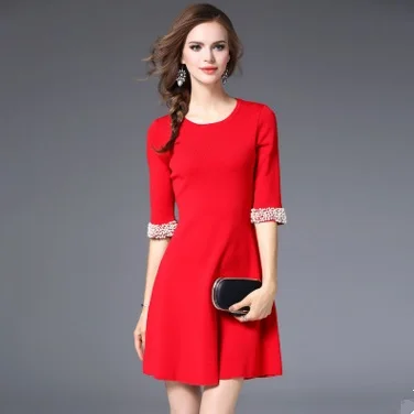 2018 spring women s new knit knitted round collar dress dresses and dresses