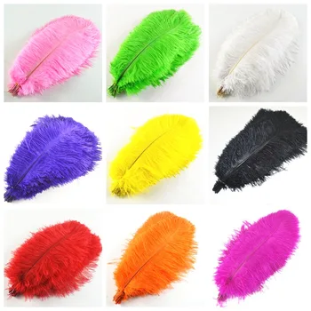 

Hot 100 Pcs 30-35cm beautiful cheap colored ostrich feathers diy jewelry accessories wedding decorations plume Feather ostrich