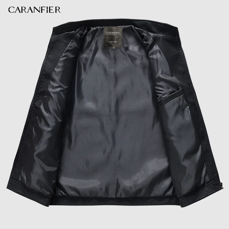 CARANFIER мужская кожаная куртка высокого качества модный мотоциклетный стиль