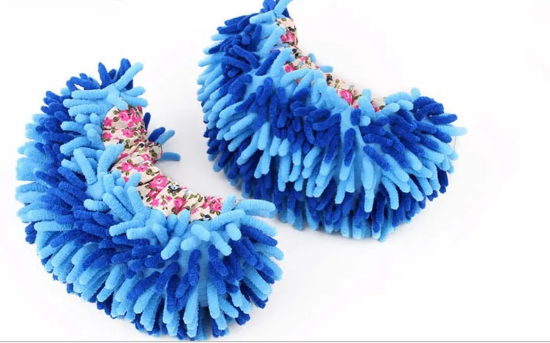 

METABNLE 1PCS G2PLUS Microfiber Dust Mop Shoes Comfy Slippers Cloths Funny Dusters for Cleaning Drying Floor (Blue)
