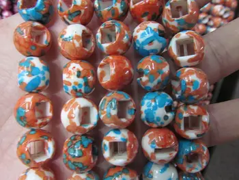

wholesale 12mm Matrix Turquoise Gemstone Round Ball carved cross rondelle 12mm Loose beads neckalce Full strand 16"