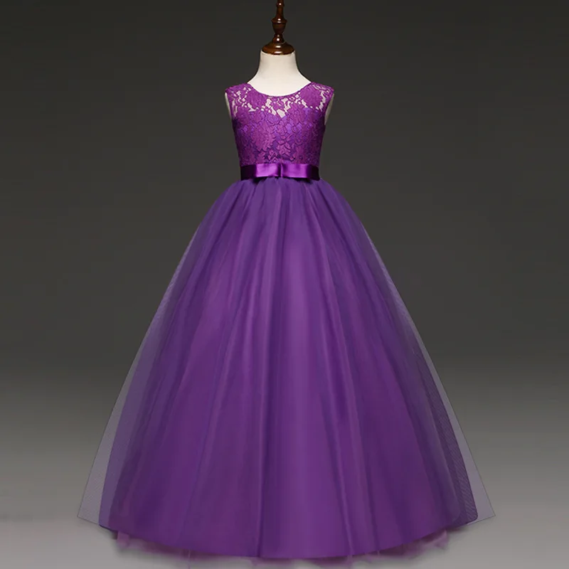 2018 Flower Girls Dress Elegant Children Wedding Gown Long Party Kids Lace Princess Dresses For Girls Teenage Costumes 14 Years (10)
