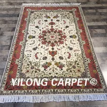 Yilong 4'x6' ручной работы красный цвет, цветочный персидский шерсти и шелка, ковры турецкий ковер Шерсть/шелк(WY2052S4x6
