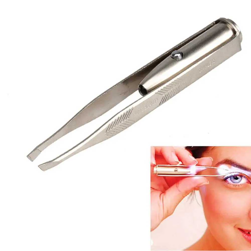 1pc LED Tweezer Eyelash Eyebrow Eyes Hair Remover Tools Stainless Steel