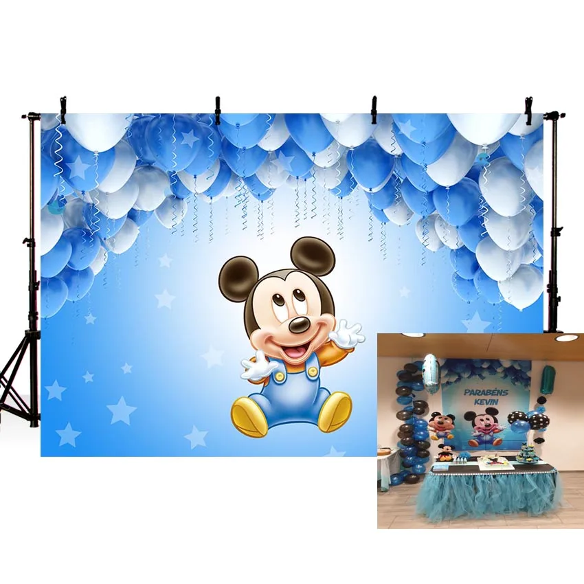 

Newborn Photocall Baby Birthday BlueMinnie White Blue Balloons Custom Photo Studio Background Photography Backdrop