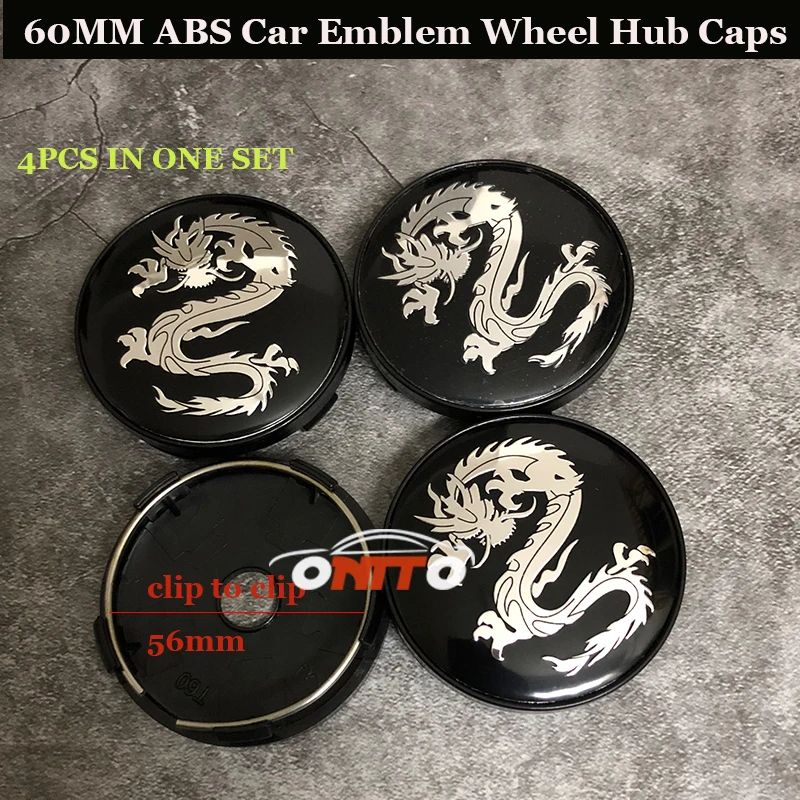 

Good Quality 4pcs/lot 60mm 56mm ABS label Car accessories For Dragon logo badge Car emblem Rims Tires Wheel Hub Center Covers