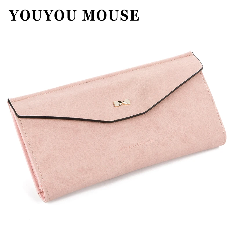 

YOUYOU MOUSE Fashion Korean Style Ladies Wallet Butterfly Pattern Women Wallet Long 3 Fold Solid Color Simple Female Card Holder