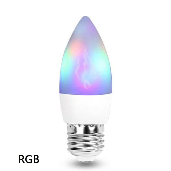 Светодиодный RGB Свеча лампа 3 Вт E12 E14 E27 эффект пламени огонь светильник AC 110 В 220 В декор двора ночной Светильник мерцающий эмуляция Lamparas - Emitting Color: RGB