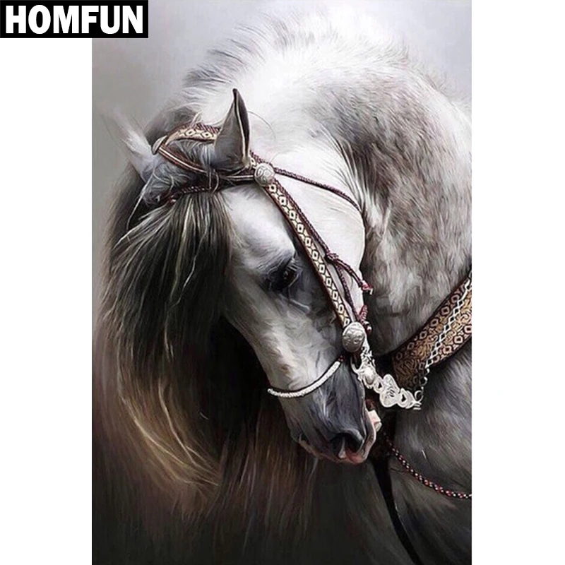 

HOMFUN Full Square/Round Drill 5D DIY Diamond Painting "Animal horse" Embroidery Cross Stitch 5D Home Decor Gift A03856