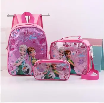 

New Fashion Unicorn Princess Girls School Bag With Lunch Set For Children Elementary Primary School Backpack Bags