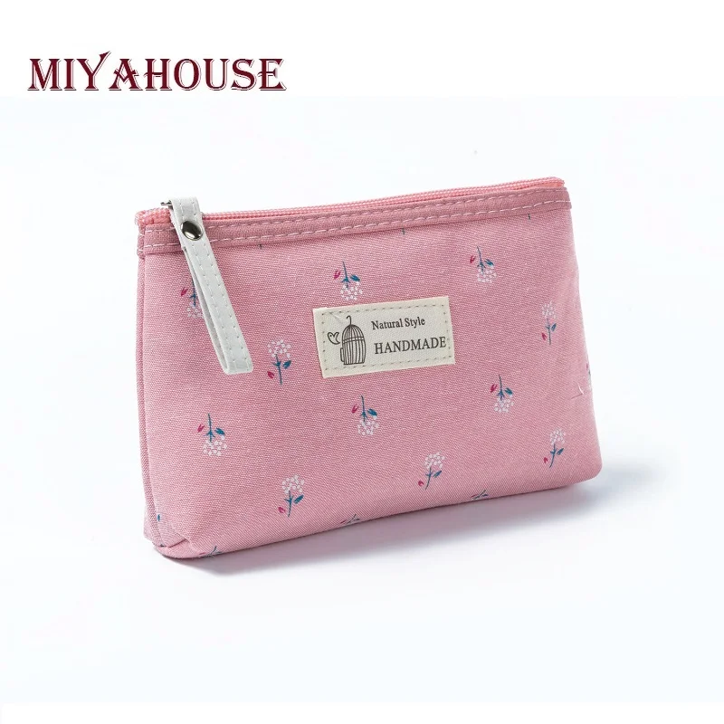 Miyahouse/Лидер продаж, Женская мини-косметичка на молнии из парусины с цветочным принтом, женская косметичка