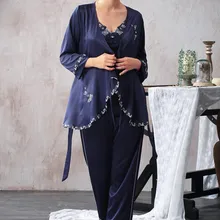 Женская пижама районные шелковые пижамы Сексуальная Push Up кружева ремни пижамный комплект v-образным вырезом скользкая ткань пижамы