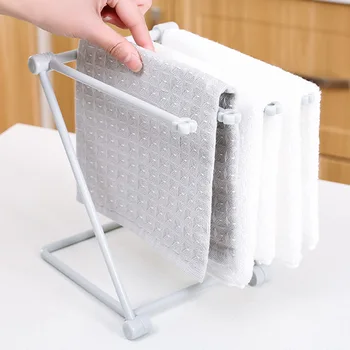 

1pc Kitchen Duster Cloth Rack Folding Rags Storage Shelf Cup Organizer Rack Bathroom Towel Shelf Plastic Sundries Storage Tool