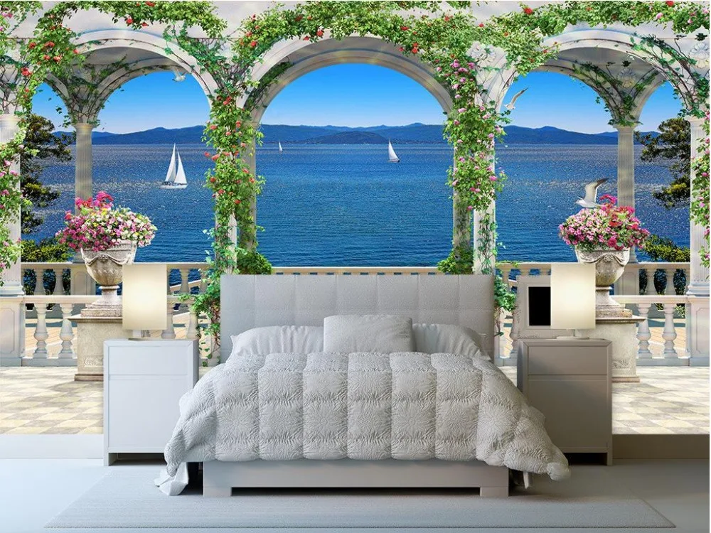 Настенные 3D обои в европейском стиле с изображением дворца|custom wallpaper|living 3d wallpaper3d