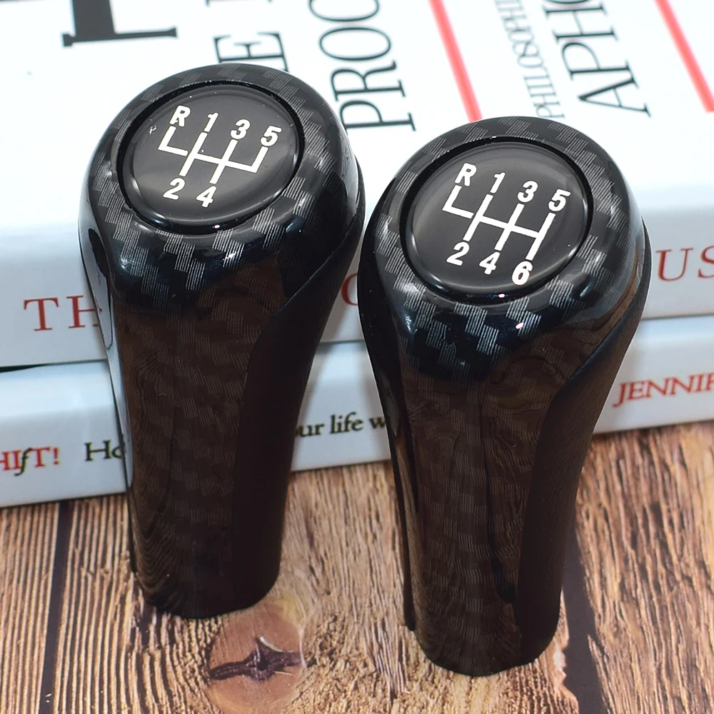 Carbon Fiber Matte Chromed Gear Shift Knob for BMW E46 E53 E60 E61 E63 E65 E81 E82 E83 E87 E90 E91 E92 1 3 5 6 Series X1 X3 X5