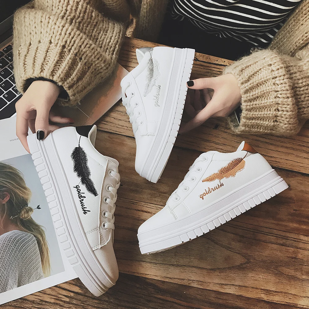 Women Casual Shoes 2018 Spring Summer PU Leather Shoes Woman Platform Lace-Up Fashion Embroidery Breathable Women Sneakers_2108 (9)