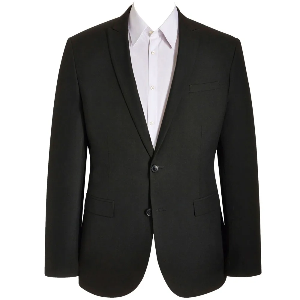 HCF by Air Men's 1 Piece 2 Button Flat Collar Skinny Formal Solid Color Fashion Designs Clothing Men Suits Jacket Black