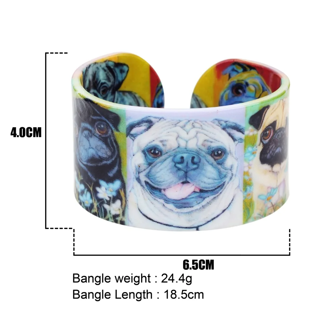 Bonsny Plastic Animal French Bulldog Pug Dog Bangle Bracelet Indian Fashion Jewelry For Women Girl Wholesale Craft Accessories - Image 6