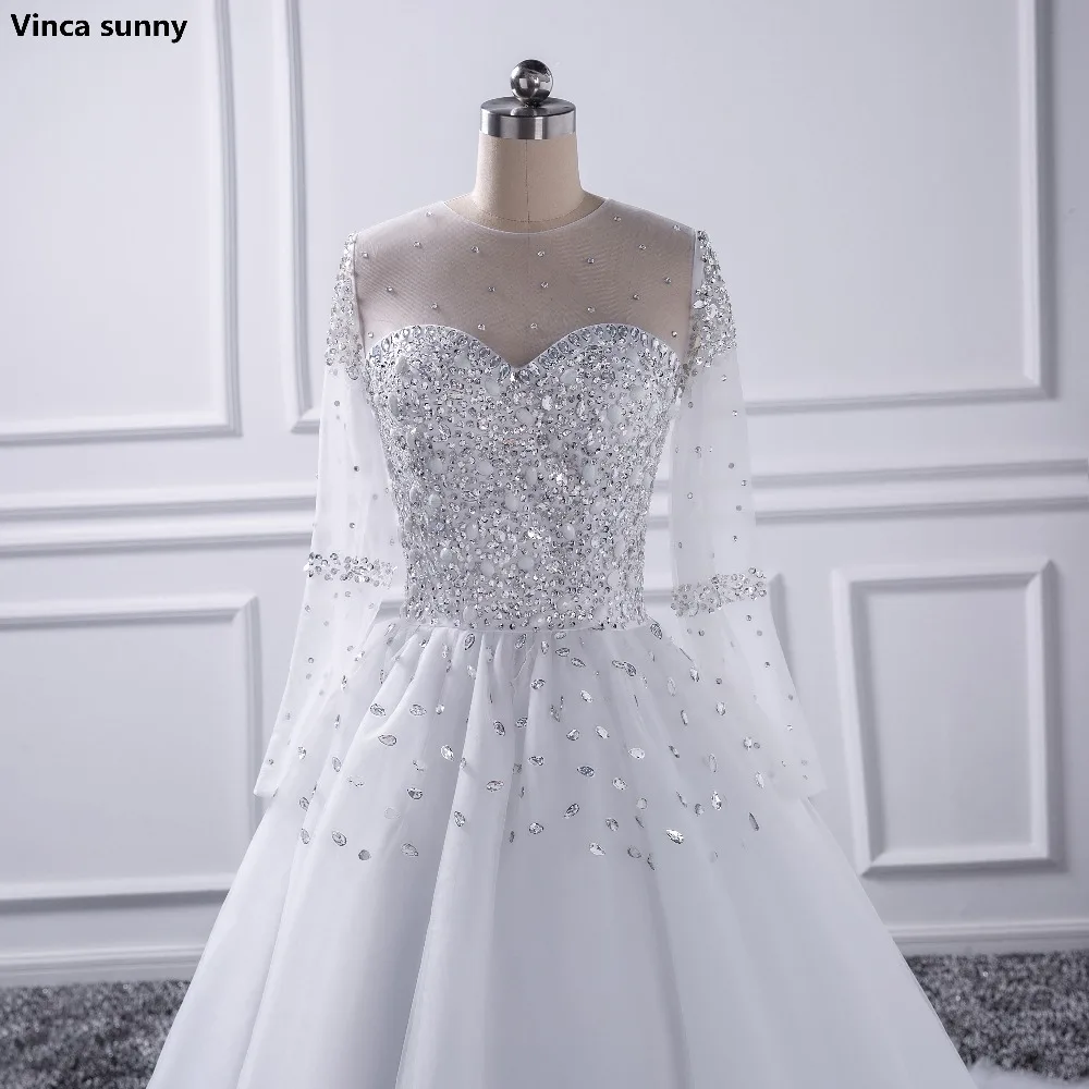Vestidos De Novia Con Mangas Nude с хрустальным шлейфом со стразами Свадебные платья Pristian zoubutin