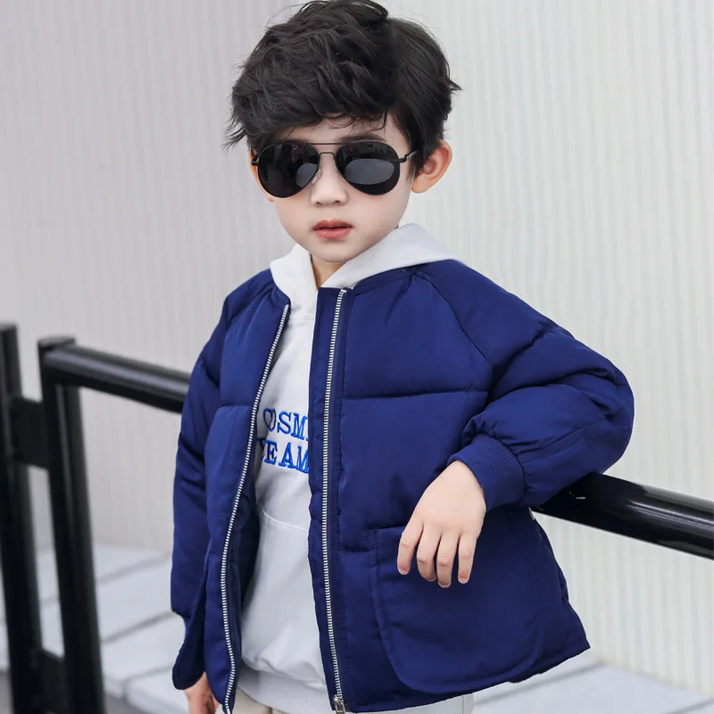 Navy Blue Коллекция года, детская одежда с хлопковой подкладкой детское утепленное хлопковое Свободное пальто с карманами - Цвет: Navy Blue