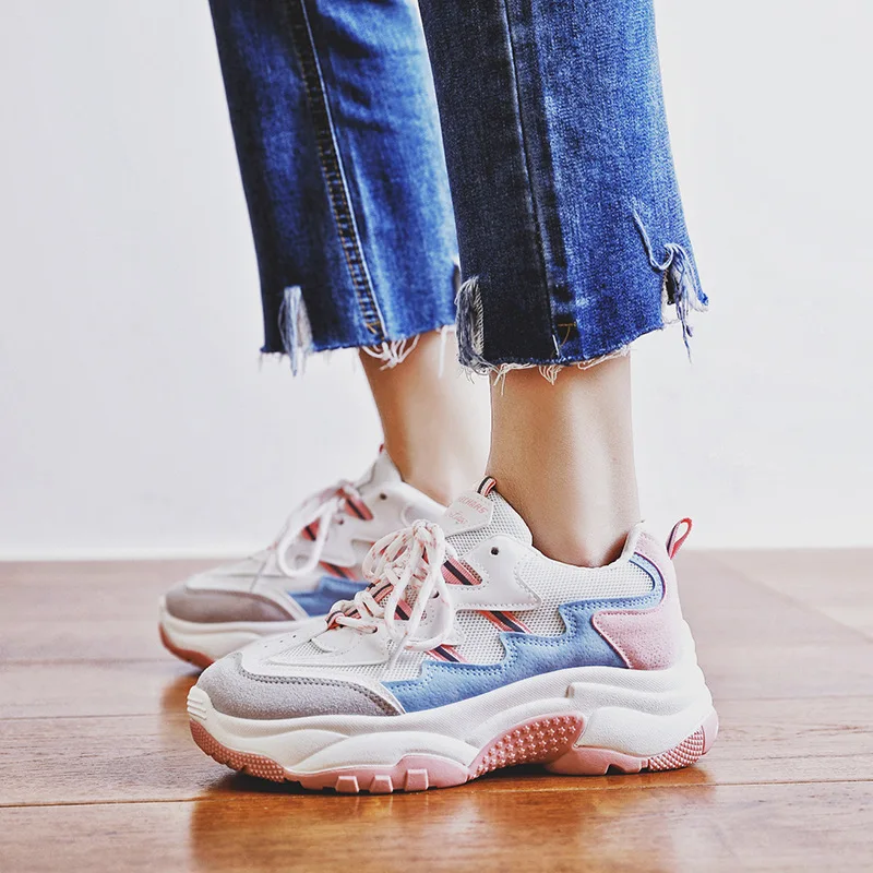 2019 Spring Autumn Shoes Women Platform Shoes Ladies Lace Up Casual Shoe Creepers Harajuku Punk Sneakers Girl Female White Shoes (9)