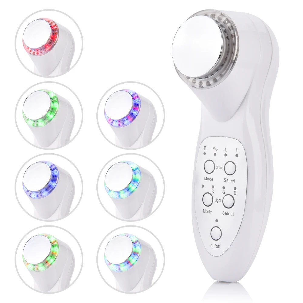 7 Color Ultrasonic LED Photon Skin Rejuvenation Light Therapy Face Lift