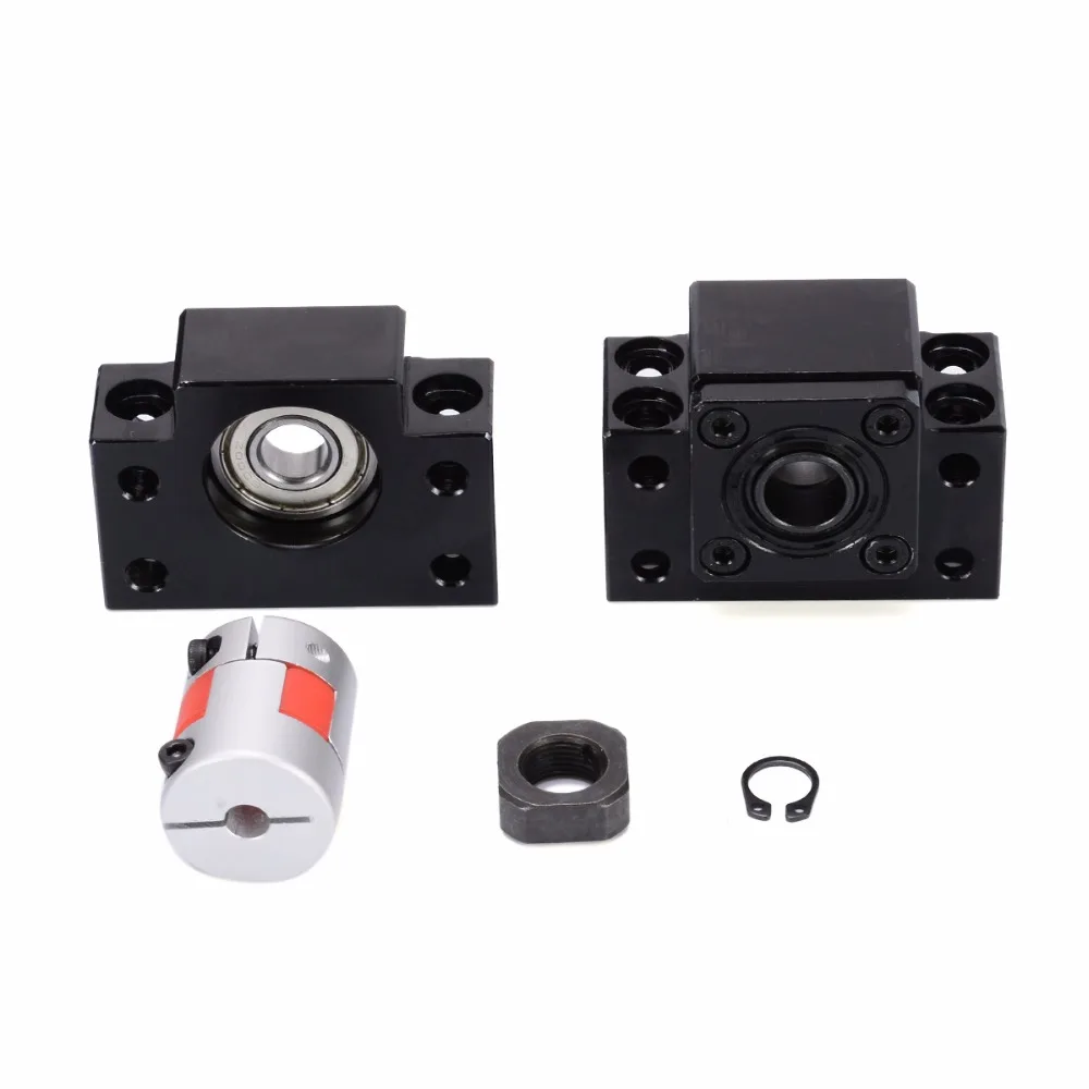 SFU1605 BK12 BF12 ШВП Поддержка 45 сталь + муфта + контргайки с застежками для Ballscrew 1605