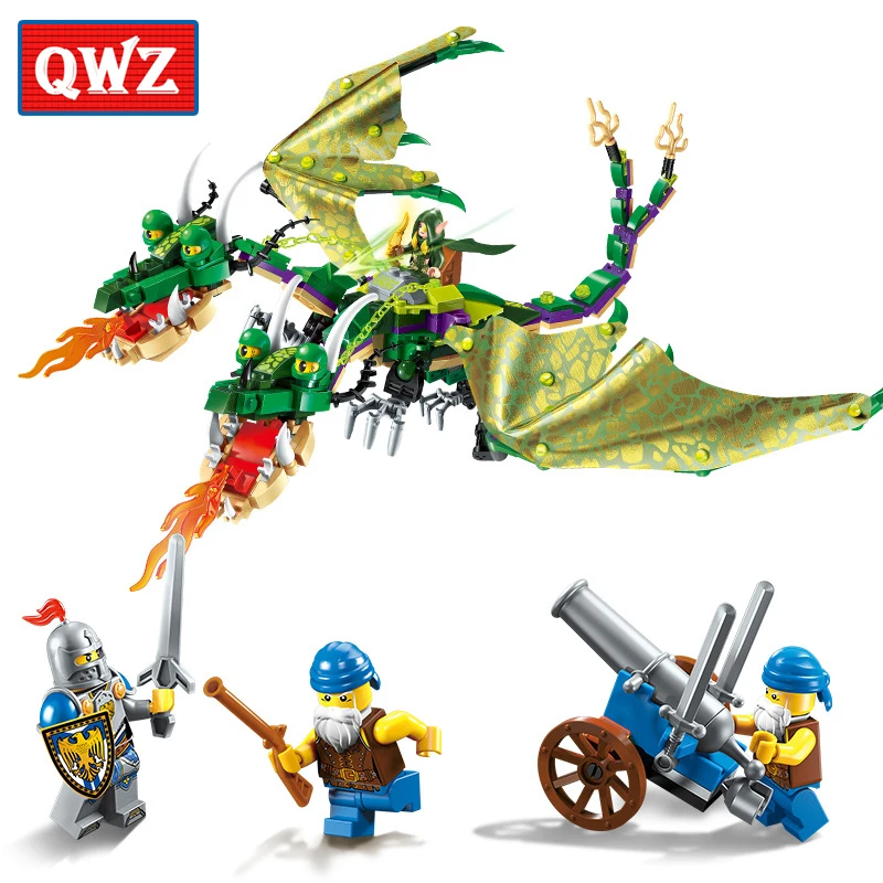

QWZ War of Glory Castle Knights Twin-Headed Dragon Jakiro Building Blocks Bricks Kids Toy Boy Gift Compatible With Legoings New