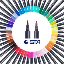 STA, 36/48 цветов, двойная головка, акварельная кисть, маркер, набор ручек с тонким наконечником для раскрашивания, ручная краска, рисование, искусство, эскиз, маркеры