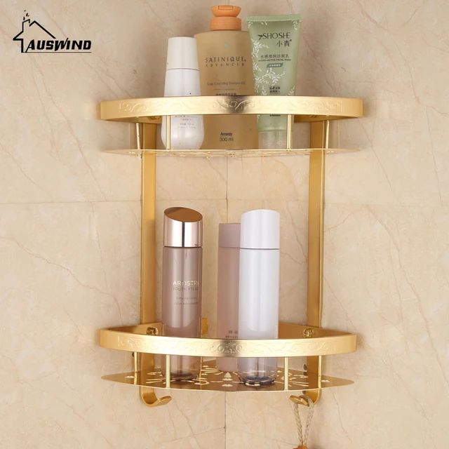 E Aluminum Br Gold Bathroom Shelves European Brush Finished E Aluminum Br Gold Bathroom Shelves European Brush Finished Coner Cosmetic Basket Wall Mounted Storage