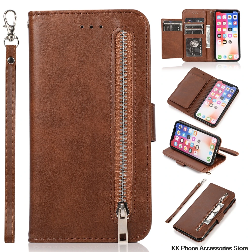 

Retro 5 Cards Wallet Phone Case For iPhone XS Max X 10 XR 6 7 8 Cases Zipper Flip Leather Cover For iPhone 6 6s 7 8 Plus Fundas
