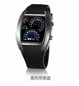 Мужские спортивные часы, цифровой светодиодный измеритель скорости для гоночного автомобиля, силиконовый ремешок, мужские военные наручные часы, мужские часы - Цвет: Черный