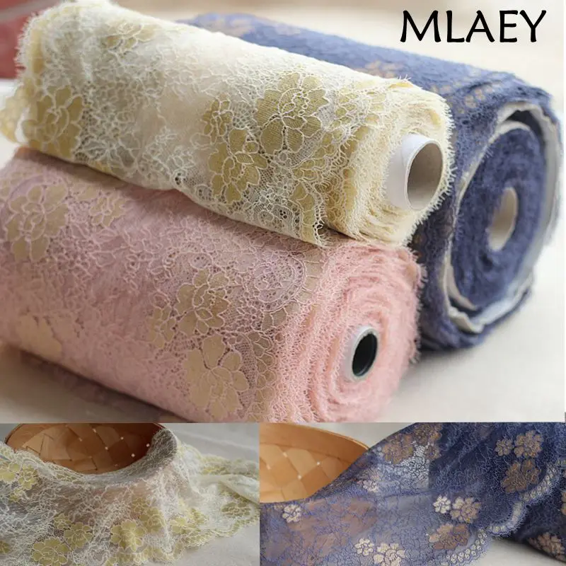 

Free shipping17cm wide 2 yds Blue /Goldenn Handmade Hair Decoration Wide Elastic Stretch Lace Trim wedding dress skirt lace trim