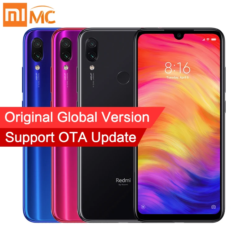 Xiaomi Redmi Note 7 с глобальной версией 4 Гб 128 ГБ Snapdragon660 48 Мп + 13 МП двойная камера 6 3 дюйма